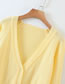 Fashion Yellow Single-breasted Sweater With Deep V-neck