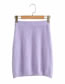 Fashion Purple Imitation Mink Velvet Elastic Waist Solid Color Skirt
