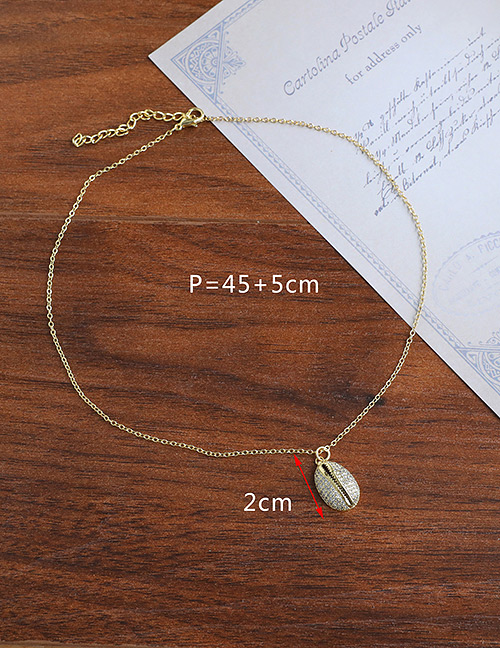 Fashion Golden Copper Inlaid Zircon Shell Necklace