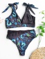 Fashion Black Starry Dragon Print Stitching High Waist Split Swimsuit