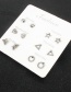 Fashion Silver Butterfly Five-pointed Star Diamond Heart Alloy Earring Set