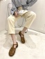 Fashion Brown Flat Sandals With Hollow Belt Buckle
