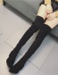 Fashion Black Leather Sleeve Single Pointed Elastic Low-heel Over-the-knee Boots