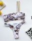 Fashion Gray Leopard Chain One Shoulder Bikini Beach Swimsuit