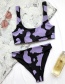 Fashion Black+purple Beach Bikini High Waist Cow Print Swimsuit