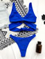 Fashion Printing Solid Color Metal Ring Hollow Double-sided Split Swimsuit