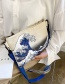 Fashion Blue Canvas Printed Graffiti Shoulder Bag