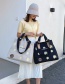 Fashion Black Linen Embroidered Daisy Shoulder Bag