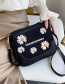Fashion Black Canvas Embroidered Daisy Shoulder Bag