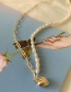 Fashion Golden Love Pendant Pearl And Real Gold Stitching Necklace
