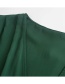 Fashion Dark Green Solid Color Hem Knotted Silk Shirt Top