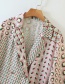 Fashion Pink Flower Print Lace-up Small Suit Jacket