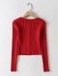 Fashion Red Wide Pit Knit Single-breasted T-shirt Top