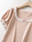 Fashion Pink Rose Flower Lace Stitching Hollow Short-sleeved Knitted T-shirt