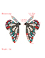 Fashion Green Alloy Diamond Butterfly Earrings