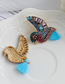 Fashion Color Alloy Diamond Colored Bird Tassel Earrings