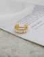 Fashion Golden Copper Inlaid Zircon Pearl Ring Ear Bone Clip Pearl