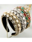 Fashion Golden Rhinestone-studded Geometric Pearl Wide-rim Sponge Headband