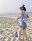 Fashion Blue Butterfly Open Back Ruffled One-piece Childrens Swimsuit
