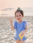 Fashion Flesh Butterfly Open Back Ruffled One-piece Childrens Swimsuit