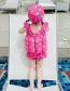 Fashion Triangle Blue Strawberry Unicorn Print Childrens Buoyancy One-piece Swimsuit