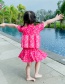 Fashion Rose Red Skirt Flower Rabbit Childrens Buoyancy Split Swimsuit With Leaf Print