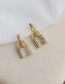 Fashion Golden Copper Inlaid Zircon Lock Earrings