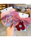 Fashion Pink Plaid + Pink Flowers Bowknot Check Embroidery Flower Lace Hairpin Set For Children