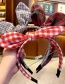 Fashion Khaki Rabbit Ears Checkered Wave Point Non-slip Children's Headband