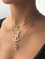 Fashion Angel Lock-shaped Starfish Embossed Wings Key Diamond Alloy Necklace