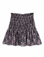 Fashion Black Floral Short Skirt With Printed Elastic And Wooden Ears