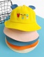 Fashion Pink Bear Ears Stitching Contrast Color Embroidery Childrens Fisherman Hat