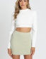 Fashion Apricot Pure Color High Waist Slim Skirt