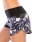 Fashion Purple Printed Stitching Anti-glare Zipper Yoga Shorts