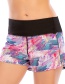Fashion Color Mixing Printed Stitching Anti-glare Sports Zipper Yoga Shorts