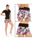 Fashion Color Mixing Printed Stitching Anti-glare Zipper Yoga Shorts