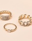 Fashion Golden Diamond Chain Geometric Hollow Ring Set