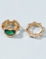 Fashion Golden Gems Inlaid Geometric Wide Brim Ring Set