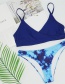 Fashion Navy Gradient Tie-dye Color Block Split Swimsuit