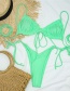 Fashion Green Pleated Lace Triangle Solid Color Split Swimsuit