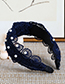 Fashion Navy Lace Flower Pearl Knotted Hair Band