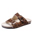 Fashion Beige Square Buckle Plush Round Head Flat Sandals And Slippers