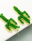 Fashion Green Cactus Crystal Beaded Alloy Earrings