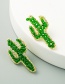 Fashion Green Cactus Crystal Beaded Alloy Earrings