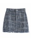 Fashion Blue Tweed Frayed Skirt