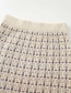 Fashion Beige Striped Single-breasted Knit Cardigan Top Elastic Waist Skirt Suit
