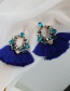 Fashion Royal Blue + Blue Alloy Diamond Geometric Tassel Stud Earrings