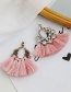 Fashion Leather Pink+white Alloy Diamond Geometric Tassel Stud Earrings