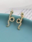 Fashion Golden Copper Inlaid Zircon Serpentine Earrings