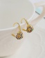Fashion Golden Copper Inlaid Zircon Heart Lock Earrings